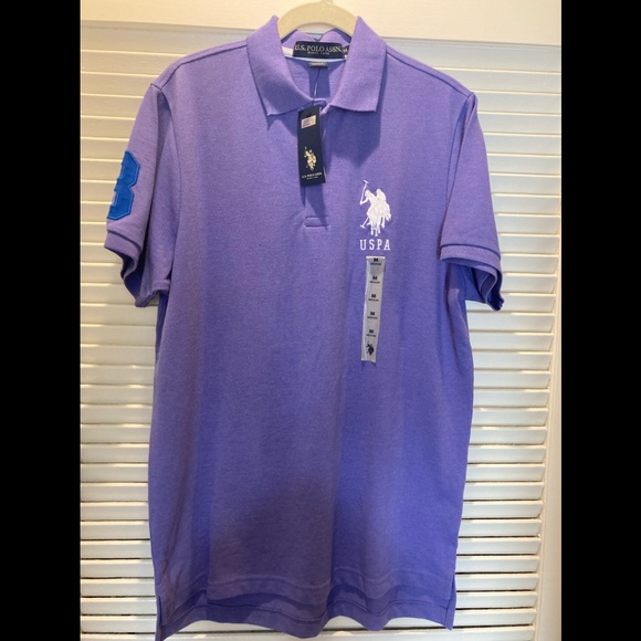 NWT U.S. POLO ASSN. PURPLE MENS POLO SHIRT SZ M - Picture 1 of 9